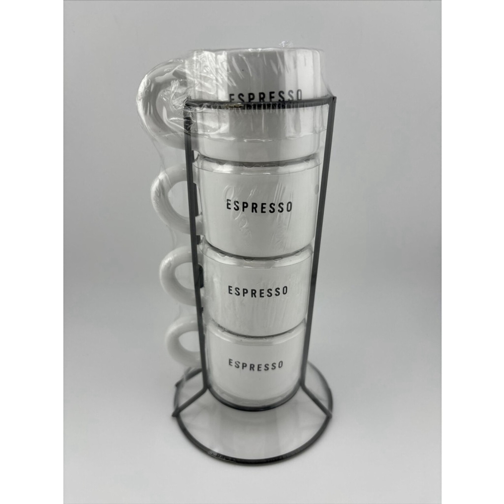 Target Bullseye Playground 5 Piece Espresso Mini Stackable Mugs Cups (NEW)